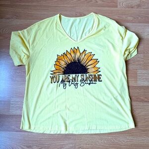 Yellow Sunflower Graphic‎ Women's Top 4x You are my Sunshine